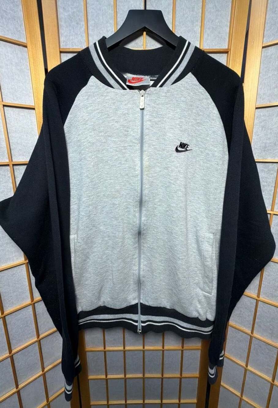 80’s Gray Tag Nike Vintage Full Zip Varsity Bomber Jacket Sweater